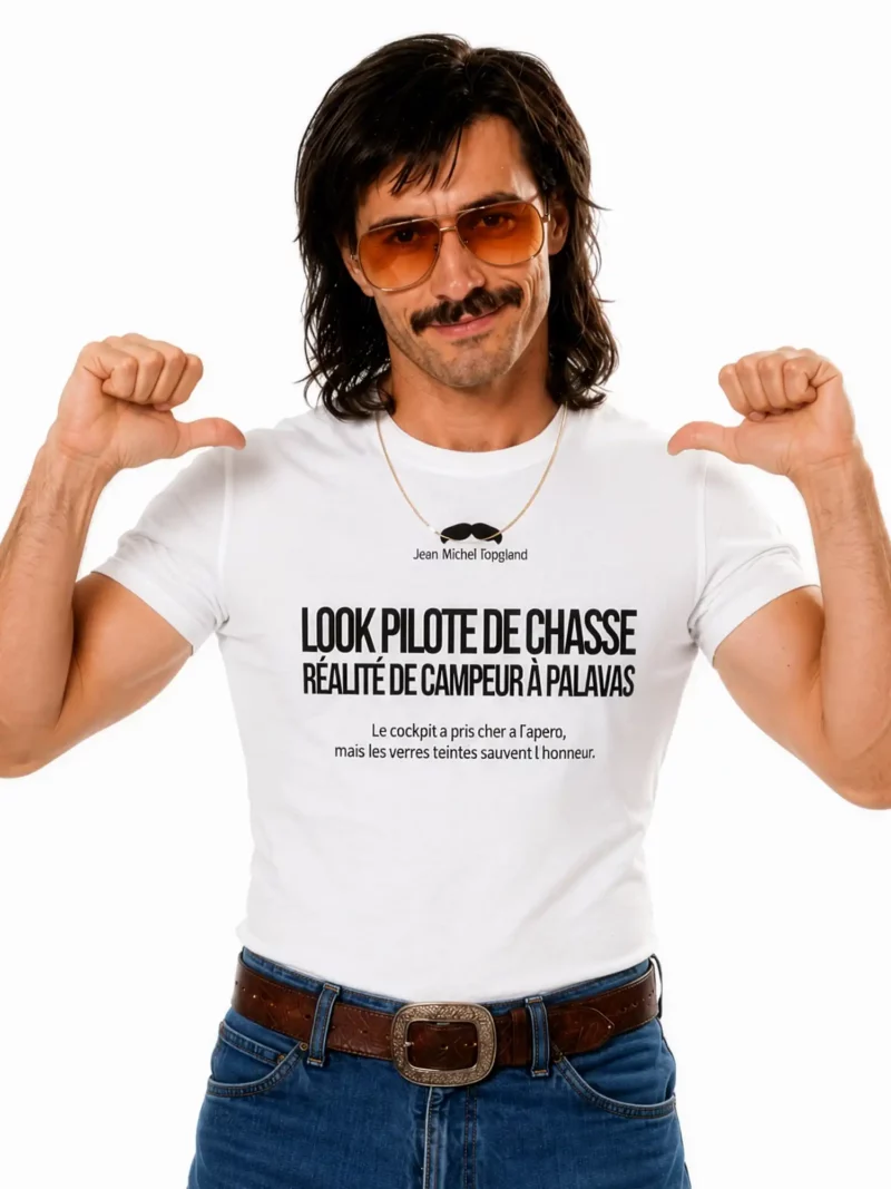 T-shirt "Look Pilote De Chasse Réalité De Campeur à Palavas"