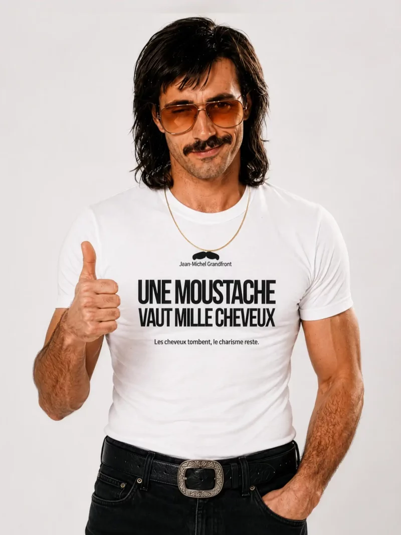 T-Shirt "Une Moustache Vaut Mille Cheveux"